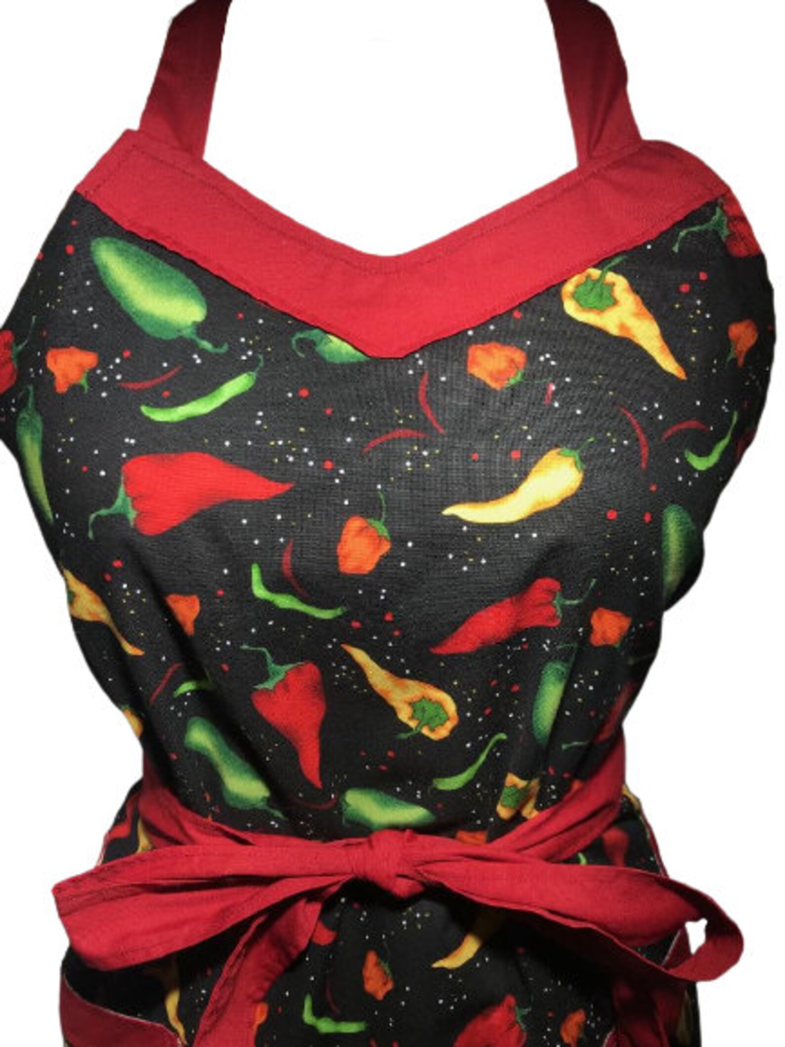 Chili Apron with Pockets Vintage Style Etsy