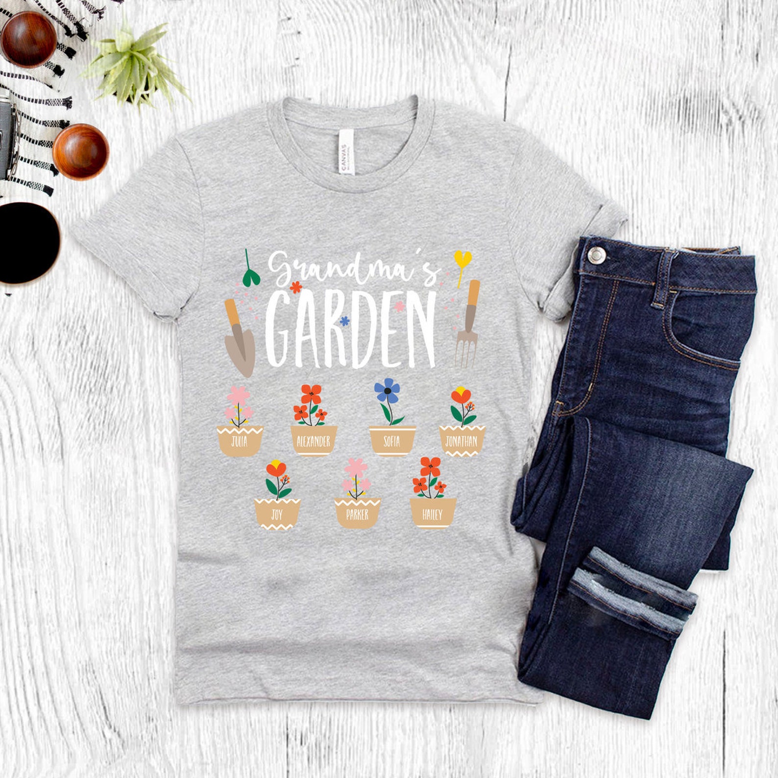 Personalized Grandma's Garden Shirt With Grandkids Names Etsy