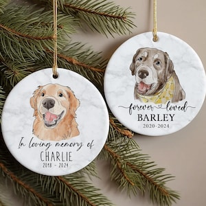 Custom Pet Photo Memory Ornament, Pet Memorial Ornament for Pet Loss Gift, Dog Sympathy Gift, Keepsake Gifts for Dog, Forever In Our Hearts