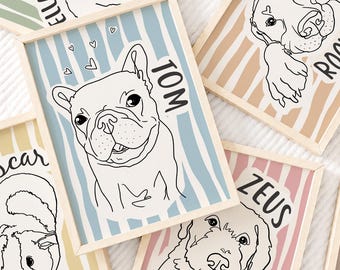 Custom Pet Portrait, Personalized Pet Line Drawing from Photo, Dog Portrait for Dog Lover, Gift for Dog Owner