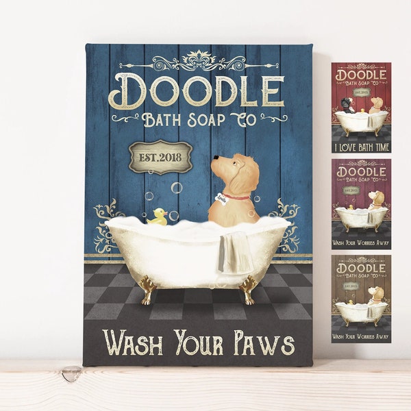 Doodle Bath Soap Canvas, Doodle Bathtub Canvas, Doodle Bathroom Canvas, Fathers day gift, Dad gift, Wash Your Paws, Custom Bath Soap Decor