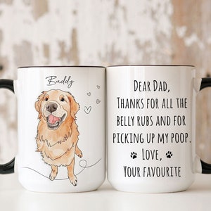 Custom Dog Art, Dog Line Art, Custom Dog Mug, Dog Watercolor Art, Dog Dad Mug, Dog Mom Mug, Pet Coffee Mug, Dog Picture Mug