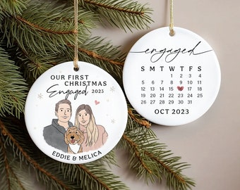 Custom Engagement Keepsake,  Engagement Gift, Engaged Christmas Ornament, Engagement Announcement, Personalized First Christmas Engaged