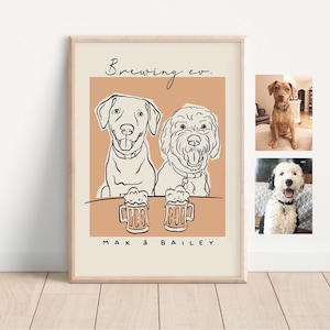 Dog Line Art,Pet Line Art, Custom Dog Mom Portrait, Dog Mom Art, Custom From Photo, Dog Mom Gift, Mother's Day Gift, Dad Gift, Dog Dad Gift