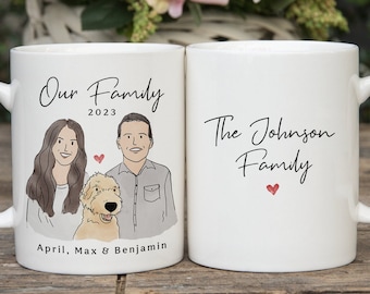 Custom Mom and Family Mug, Custom Family Portrait Mug, Personalized Family Mug Illustration, Gift for Mom from Daughter, Mother's Day Gift