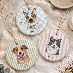 Adorno personalizado para mascotas, adorno personalizado con foto de perro/gato en acuarela, adorno navideño para perros, regalo conmemorativo para mascotas