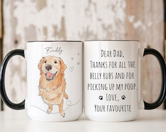 Custom Dog Art, Dog Line Art, Custom Dog Mug, Dog Watercolor Art, Dog Dad Mug, Dog Mom Mug, Pet Coffee Mug, Dog Picture Mug