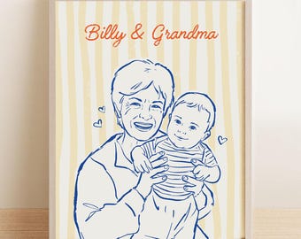 Custom Portrait from Photo, Family Line Drawing, Personalized Art for Parents, Anniversary Portrait Gift