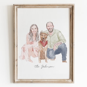 Family Portrait, Couple Portrait, Couple Painting, Watercolor Portrait, Gift For Him, Gift For Couples, Couple Illustration, Engagement Gift image 1