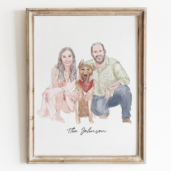 Family Portrait, Couple Portrait, Couple Painting, Watercolor Portrait, Gift For Him, Gift For Couples, Couple Illustration, Engagement Gift