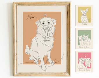 Custom Pet Portrait, Custom Line Art, Dog Portrait, Dog Wall Art, Printable FILE Custom From Photo,  Dog Home Decor, Personalized Gifts