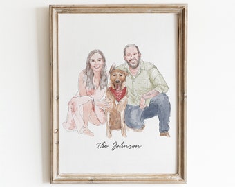 Family Portrait, Couple Portrait, Couple Painting, Watercolor Portrait, Gift For Him, Gift For Couples, Couple Illustration, Engagement Gift