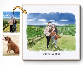 Custom Watercolor Painting, Family Portrait From Photo, Custom Watercolor Drawing, Couple Illustration, Anniversary Gift, Engagement Gift