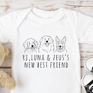 New Best Friend Baby Bodysuit, Custom Dog Breed Baby Shower Gift, Newborn Baby Gift, New Parents Gift Personalized Dog Name Protected By Dog