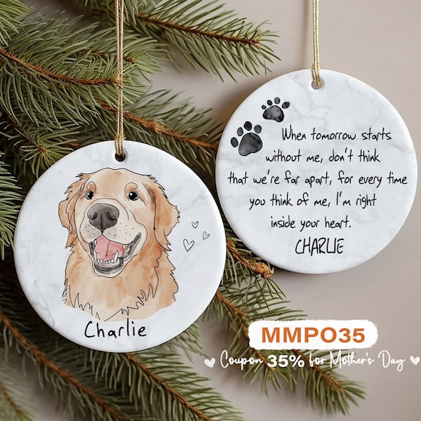 Pet Watercolor Memorial Ornament, Pet Portrait Watercolor Line Art, Pet Sympathy Gift, Pet Loss, Pet Bereavement Gift,Cat Loss Dog Loss Gift