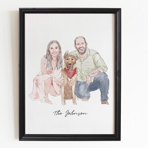 Family Portrait, Couple Portrait, Couple Painting, Watercolor Portrait, Gift For Him, Gift For Couples, Couple Illustration, Engagement Gift image 3