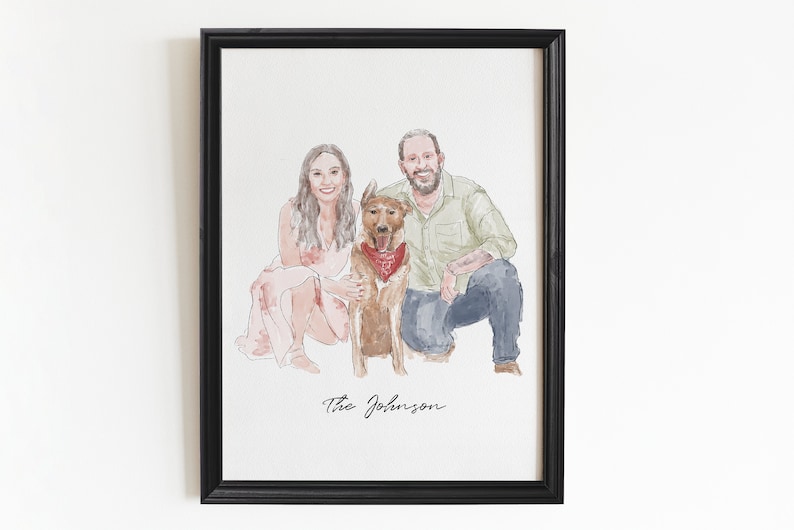 Family Portrait, Couple Portrait, Couple Painting, Watercolor Portrait, Gift For Him, Gift For Couples, Couple Illustration, Engagement Gift image 3