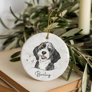 Custom Pet Ornament, Personalized Watercolor Dog/Cat Photo Ornament, Dog Christmas Ornament, Pet Memorial Gift image 4
