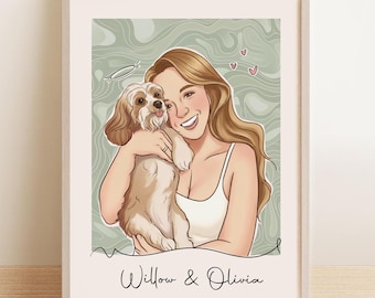 Pet Loss Memorial Portrait From Photo, Custom Memorial Portrait with Halo, Loss Of Pet, Memorial Gift, Pet Memorial Photo, Dog Mom Drawing
