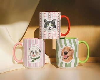 Custom Pet Mug, Personalized Dog Cat Portrait Mug, Dog Coffee Mug, Pet Lover Gift