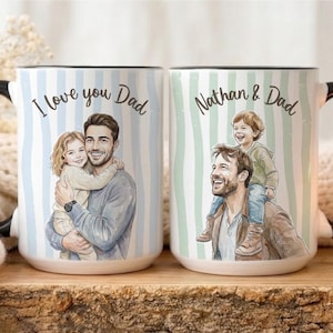 Custom Portrait Mug for Dad, Personalized Coffee Mug for Father, Father's Day Keepsake Mug, First Time Dad Gift, New Parent Gift