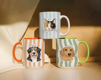 Personalized Pet Mug, Custom Dog Cat Mug, Pet Portrait Mug, Bereavement Gift for Pet Lover, Dog Coffee Cup, Mug Gift for Dog Mom