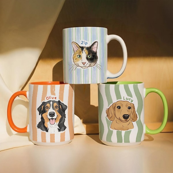 Personalized Pet Mug, Custom Dog Cat Mug, Pet Portrait Mug, Bereavement Gift for Pet Lover, Dog Coffee Cup, Mug Gift for Dog Mom
