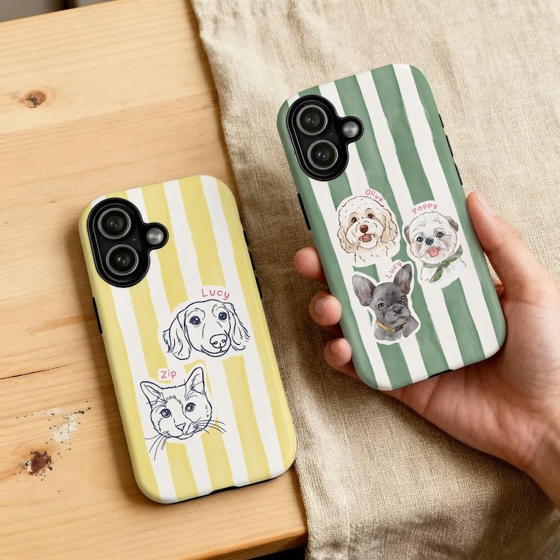 Custom Pet Phone Case, Pet Portrait from Photo, Personalized Dog Phone Case, Dog Cat Phone Case Gift for Pet Lover image 4