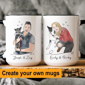 Personalized Dog Dad Mug, Custom Dog Mug, Pet Watercolor Mug, Pet Watercolor Portrait Mugs, Custom Mug for Dog Mom