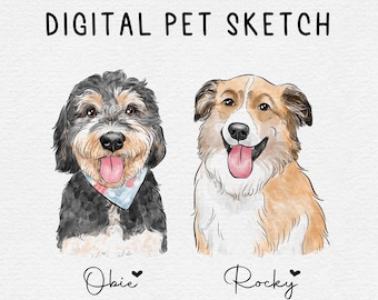 Dibujo de acuarela personalizado a partir de una foto, boceto simple de mascota, contorno digital de mascota, pintura de perro, arte lineal de acuarela de perro, SOLO ARCHIVO DIGITAL