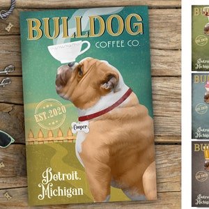 English Bulldog Canvas, English Bulldog Portrait, English Bulldog Mother&#39;s day, Fathers day gift, Valentine Gift, English Bulldog Owner