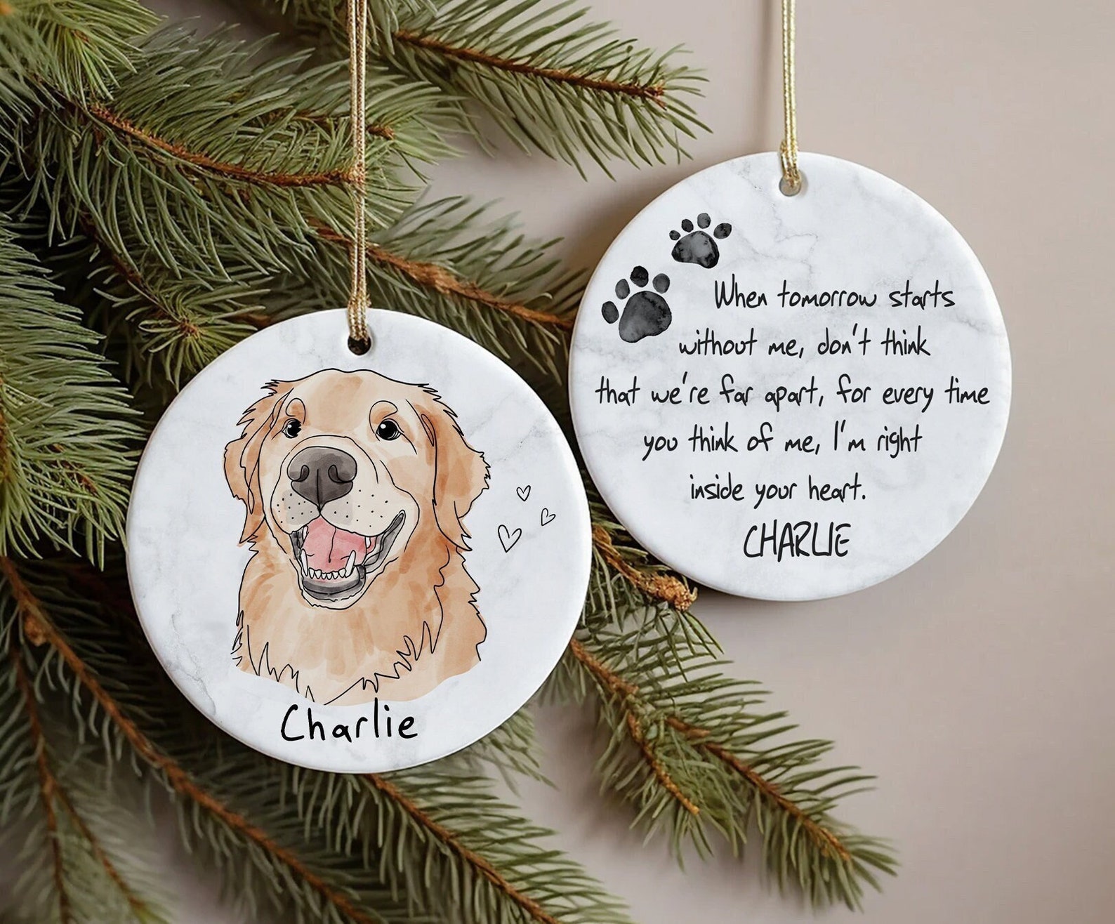 Pet Watercolor Memorial Ornament