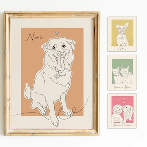 Custom Pet Portrait, Custom Line Art, Dog Memorial Portrait, Personalized Pet Gifts, Custom From Photo, Dog Wall Art, Dog Line Art