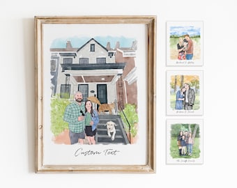 Personalized Watercolor Painting From Photo, Custom Engagement Gifts for Couples, Wedding Anniversary, Anniversary Portrait, Proposal Print