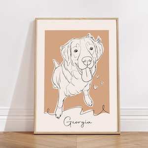 Custom Pet Portrait Line Art Wall Decor, Dog Art Cat Art Pet Line Art, Portrait Drawing Sketches from Photo, Personalized Pet Line Drawing