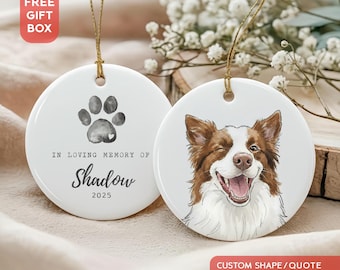 Personalized Pet Ornament, Custom Pet Watercolor Ornament, Dog Cat Lover Gift, Dog Loss Keepsake Memorial Gift