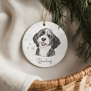 Custom Pet Ornament, Personalized Watercolor Dog/Cat Photo Ornament, Dog Christmas Ornament, Pet Memorial Gift image 12