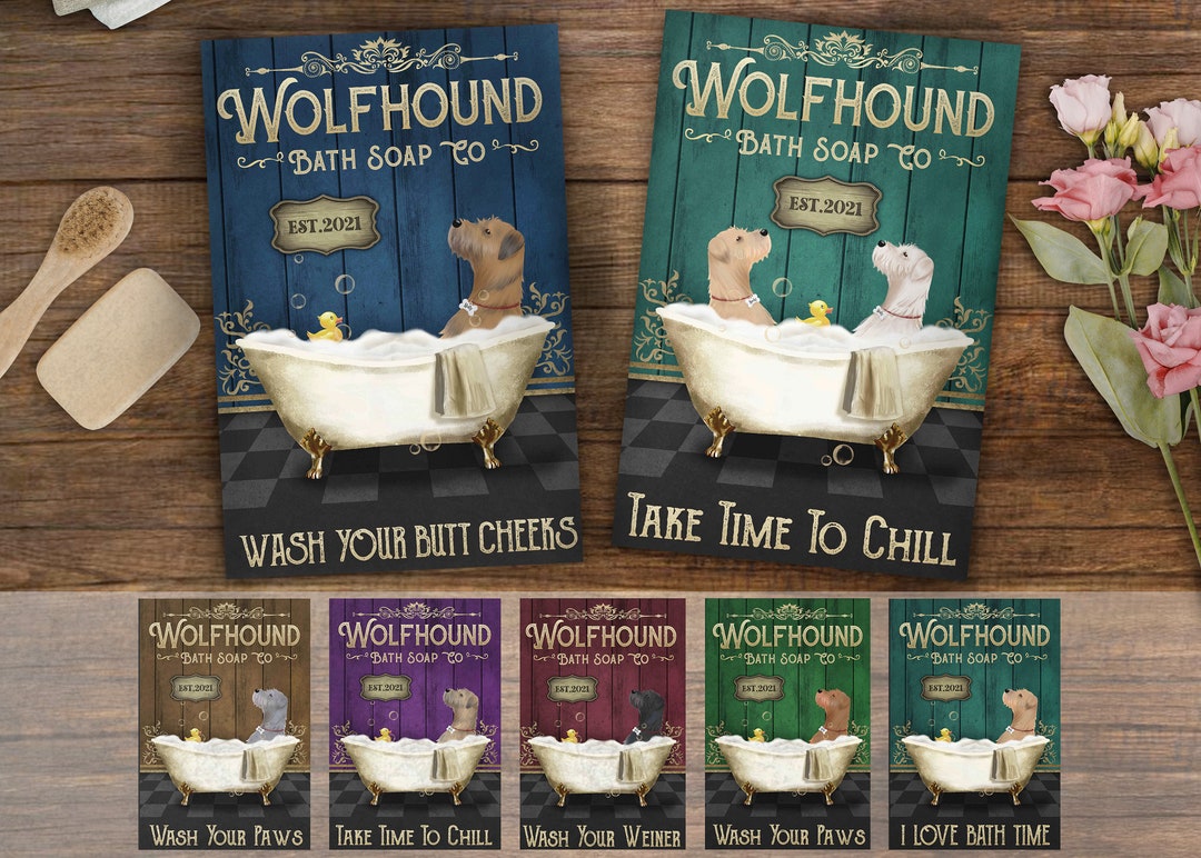 Irish Wolfhound Bath Soap Canvas Irish Wolfhound Bathtub Canvas, Irish