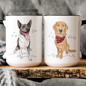 Custom Pet Watercolor Mug, Personalized Dog Portrait from Photo, Cat Portrait Coffee Mug, Dog Memorial Gift for Pet Lover, Pet Owner Gift