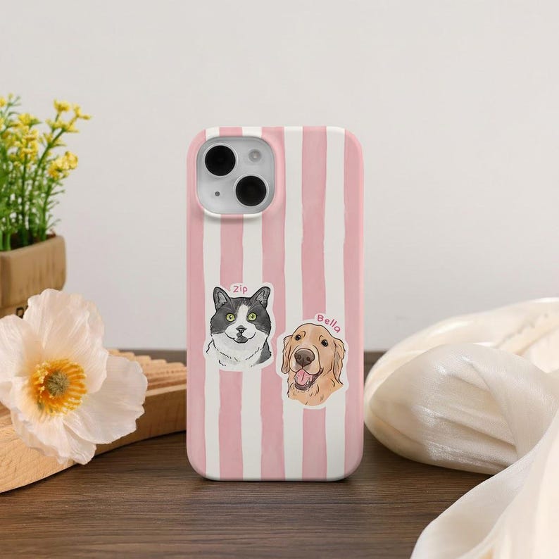 Custom Pet Phone Case, Pet Portrait from Photo, Personalized Dog Phone Case, Dog Cat Phone Case Gift for Pet Lover image 5