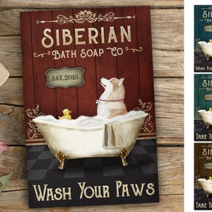 Siberian Husky Bath Soap Canvas, Siberian Husky Bathtub Canvas, Custom Dog Bathroom Canvas, Fathers day gift, Dad gift, Custom Decor Gift