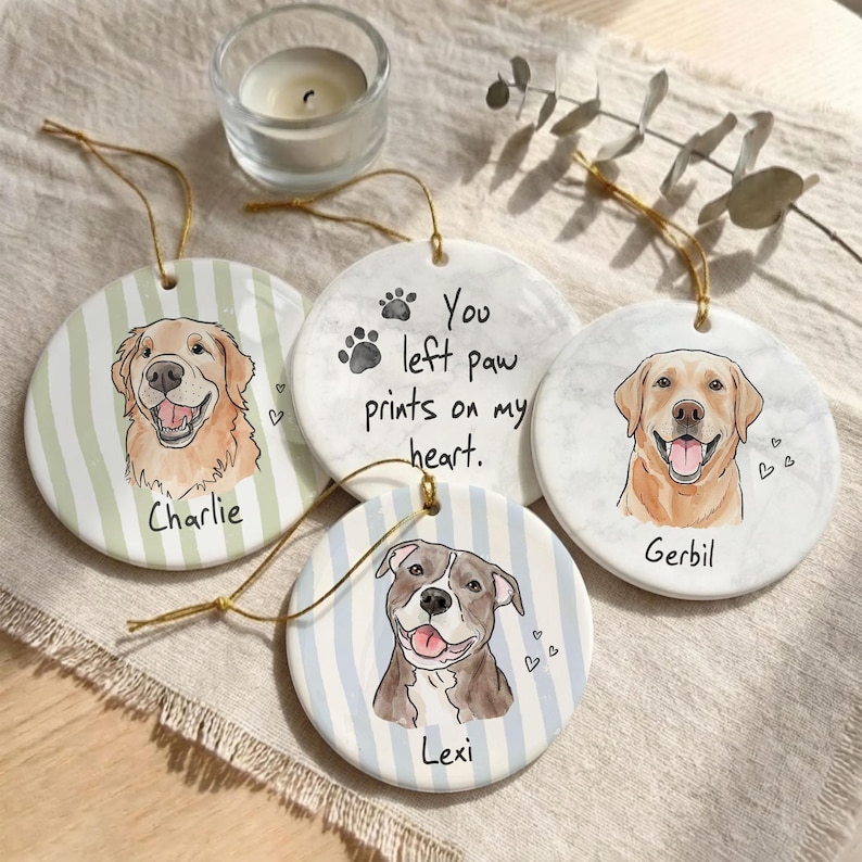 Custom Memorial Ornament, Dog Cat Ornament, Dog Loss Gift, Pet Loss Gift, Pet Memorial Gift image 1