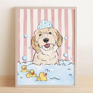 Custom Pet Portrait from Photo, Dog Cat Bathroom Art, Funny Pet Bathroom Prints, Pet Owner Gift