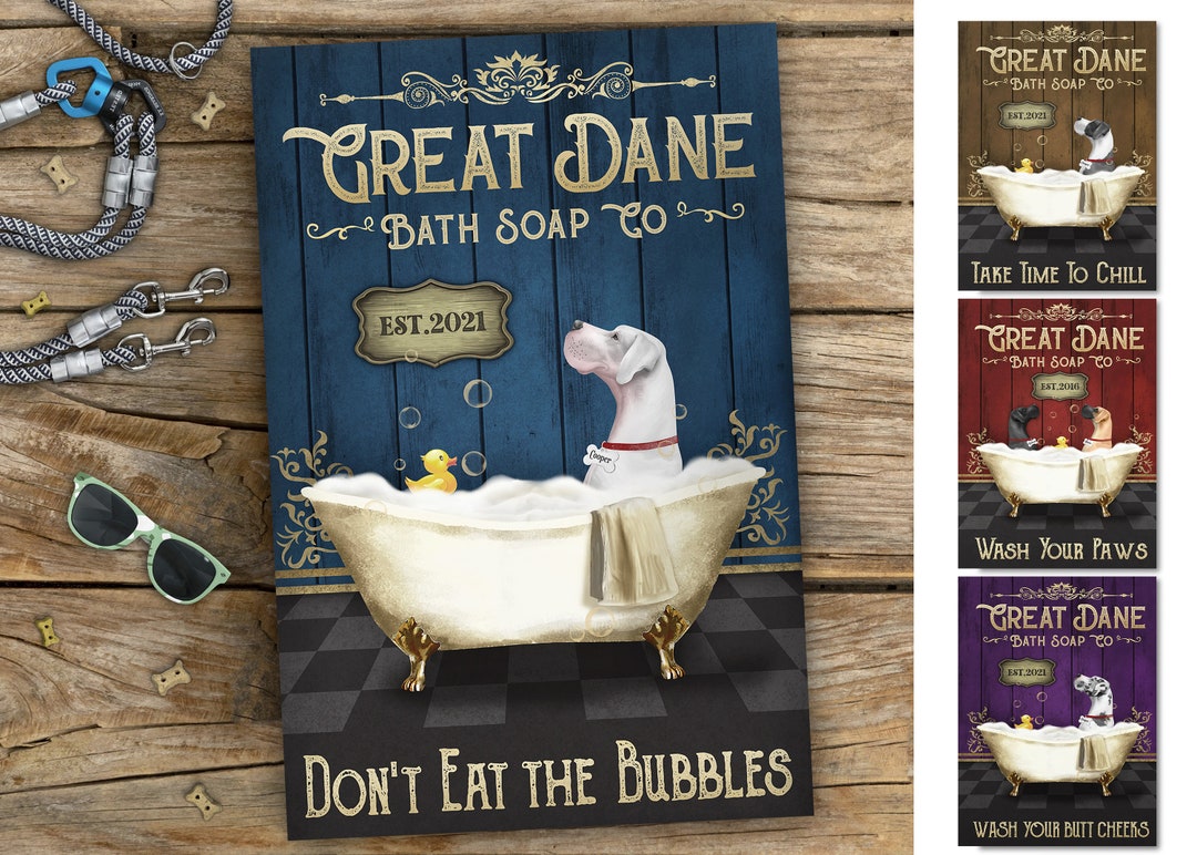 Great Dane Bath Soap Canvas, Great Dane Bathtub Canvas, Great Dane