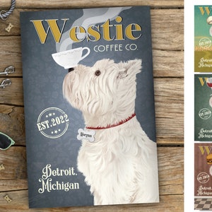 Westie West Highland Terrier Dog Canvas, Westie Art, West Highland Terrier Decor, Westie Valentine Day, Westie Lover Gift, Custom Art