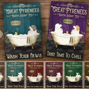 Personalized Great Pyrenees   Bath Soap Canvas,  Great Pyrenees   Bathtub Canvas, Great Pyrenees Bathroom Canvas, Fathers day gift, Dad gift