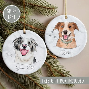 Custom Pet Ornament, Personalized Watercolor Dog/Cat Photo Ornament, Dog Christmas Ornament, Pet Memorial Gift image 14