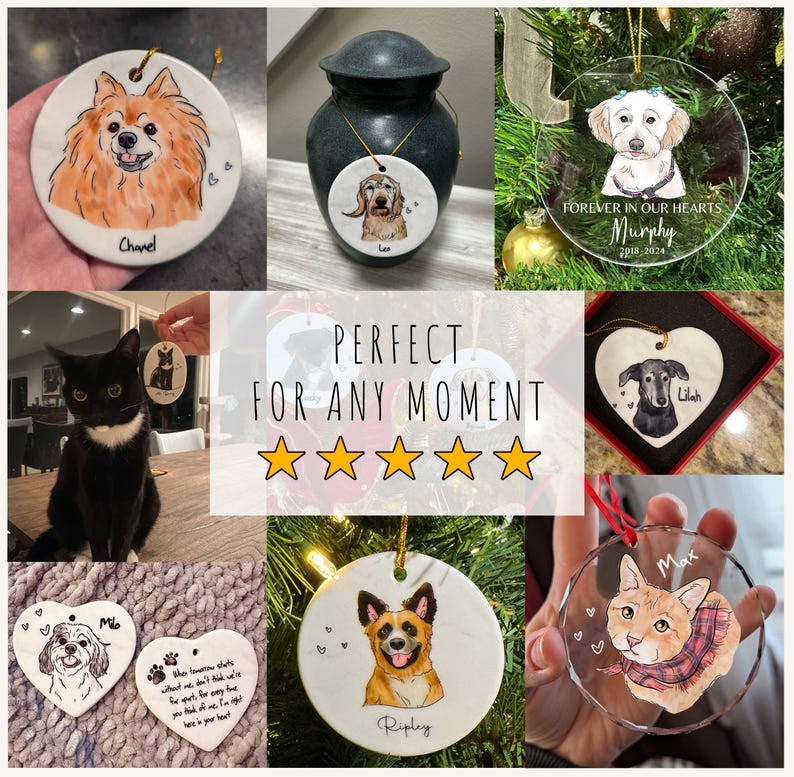 Custom Pet Ornament, Personalized Watercolor Dog/Cat Photo Ornament, Dog Christmas Ornament, Pet Memorial Gift image 10