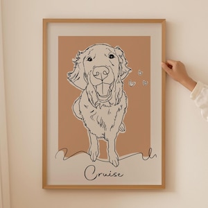 Custom Pet Portrait, Custom Line Art, Dog Memorial Portrait, Personalized Pet Line Drawing from Photo, Dog Wall Art, Pet Line Art Poster
