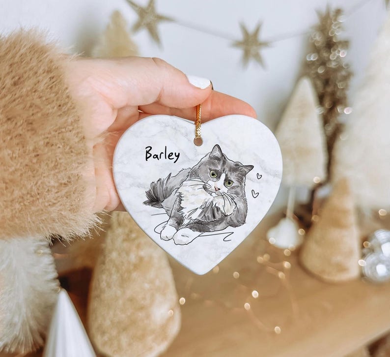 Custom Pet Ornament, Personalized Watercolor Dog/Cat Photo Ornament, Dog Christmas Ornament, Pet Memorial Gift image 6